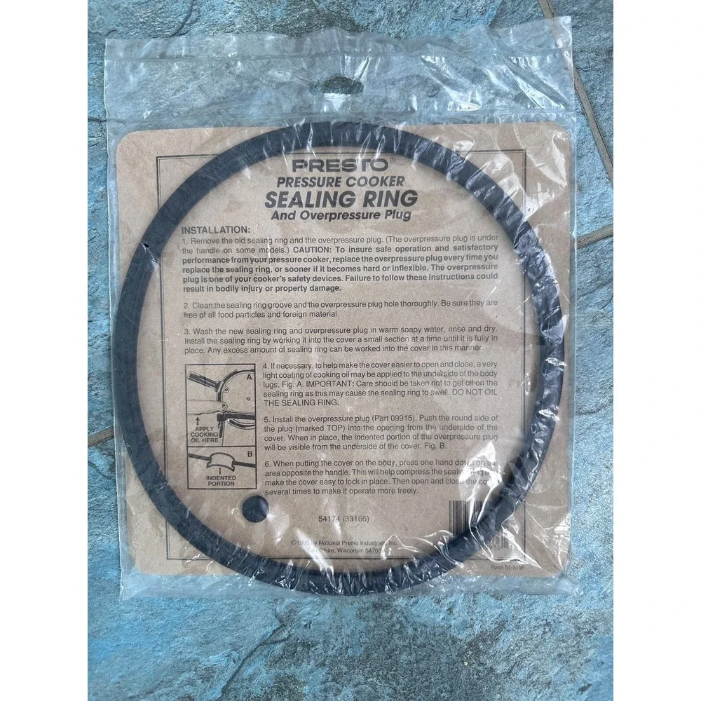New Presto Pressure Cooker Sealing Ring 09904 09936 W/ Overpressure Plug